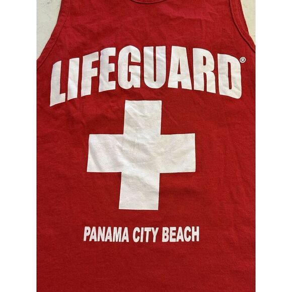 Red Panama City Beach Florida Lifeguard Tank Top Spring Adult Small Fast Ship - Picture 3 of 7